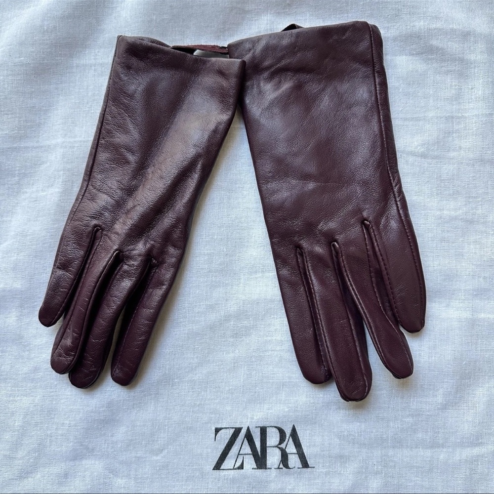 Zara Burgandy Leather Gloves